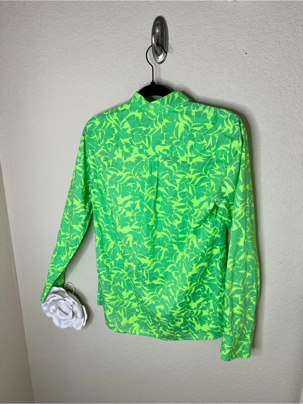 NTM: J.Crew Boy Shirt Tropical Floral Polynesian Green Button Down Size 4